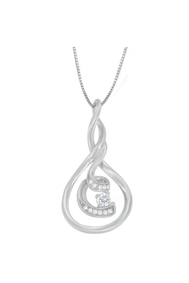 Espira 1/8 cttw Round Cut Diamond Layered Spiral Necklace